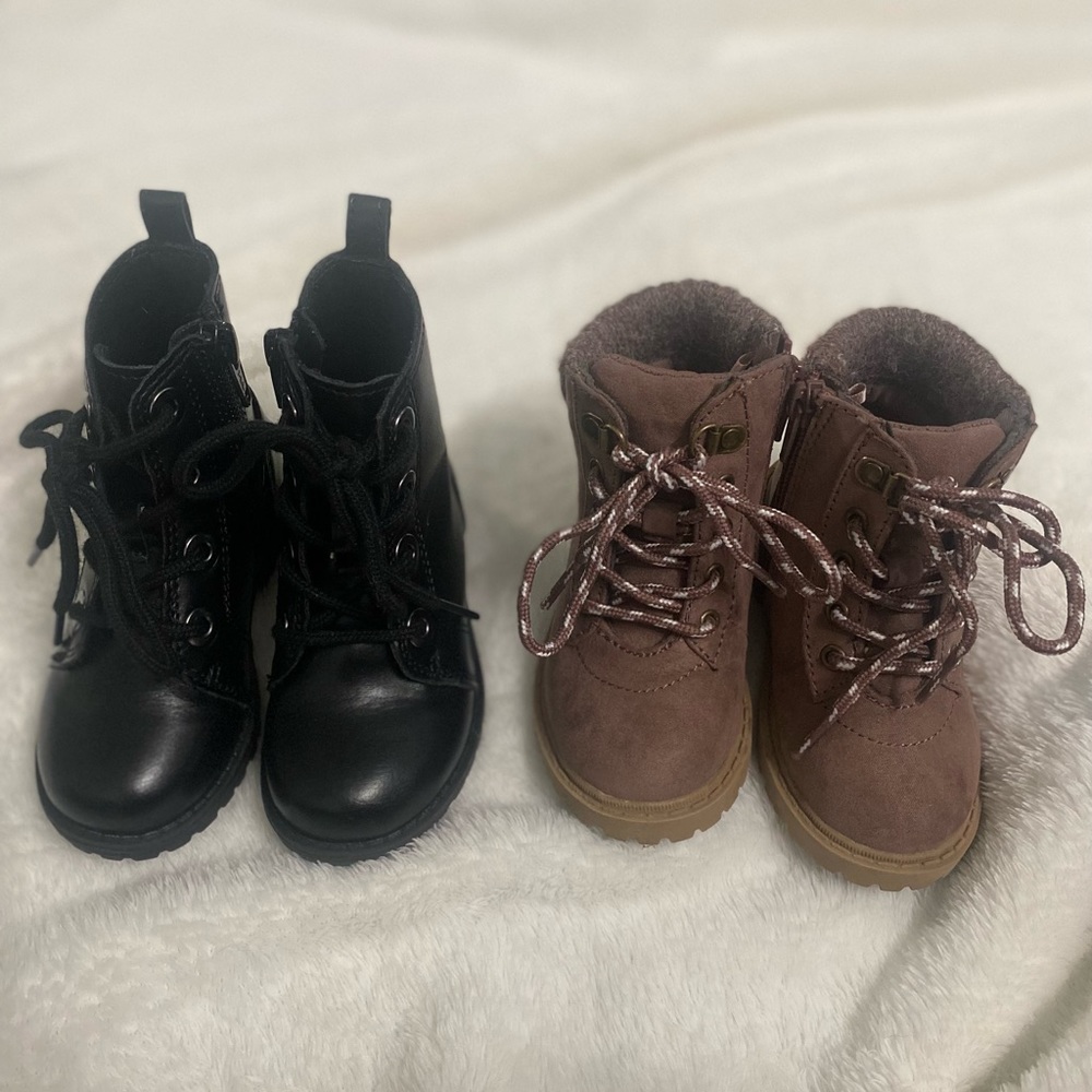 Black and Brown Toddler Boots, Size 6